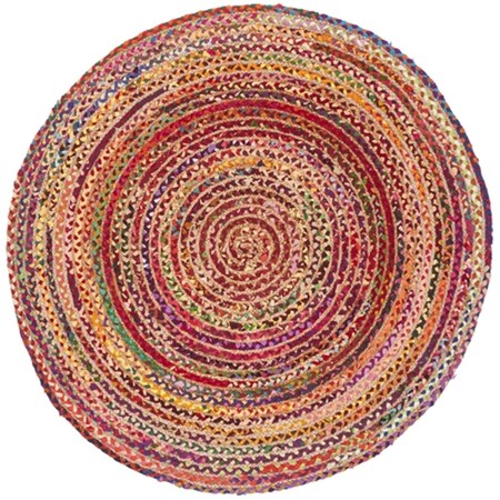 Safavieh Cape Cod Coastal Round Hand Woven RugsRed & Multi Color 4 x 4 ft. CAP702Q-4R